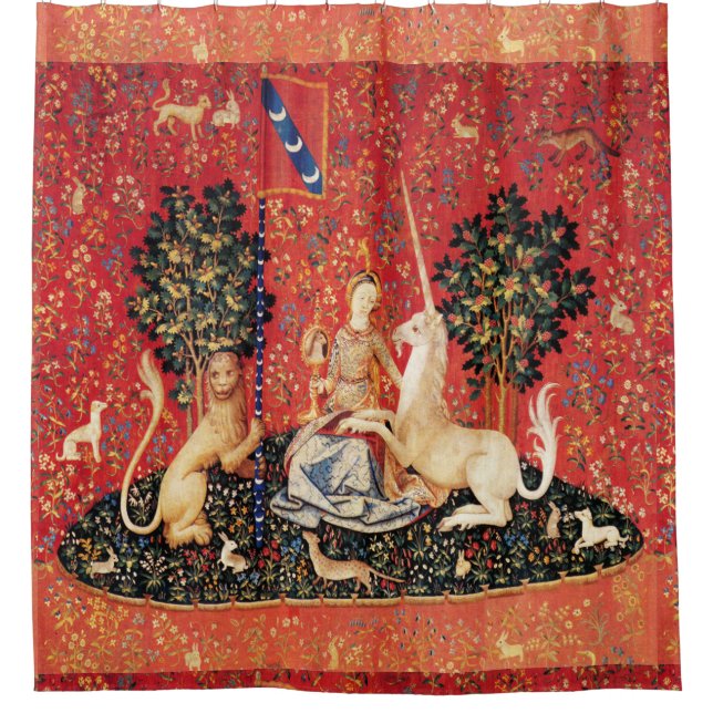 Rideaux De Douche Lion D'ENFANCE ET D'UNICORN, Fleurs D'Imaginaires, (Devant)