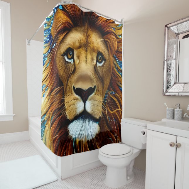 Rideaux De Douche Lion étonnant (En situation)