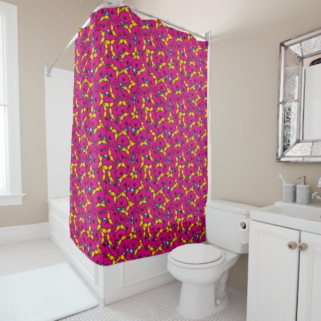 Rideaux De Douche Little Miss Chatterbox | Motif rose vif (En situation)