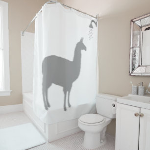 Rideaux De Douche Llama Alpaca Funny Silhouette Ombre Derrière