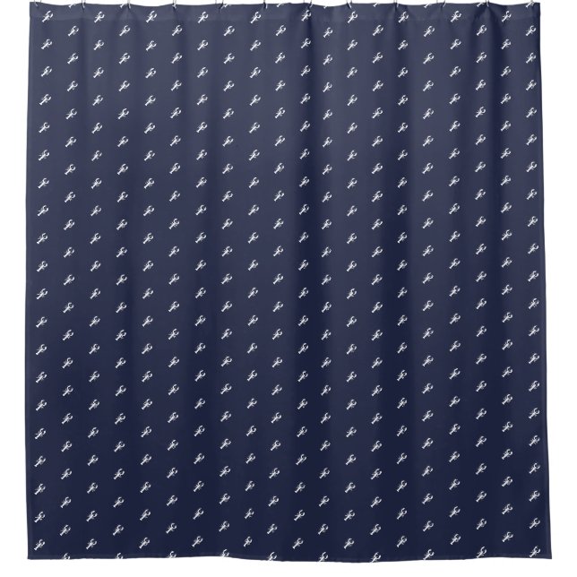 Rideaux De Douche Lobster Ocean Bleu et blanc Ensemble de serviettes (Devant)
