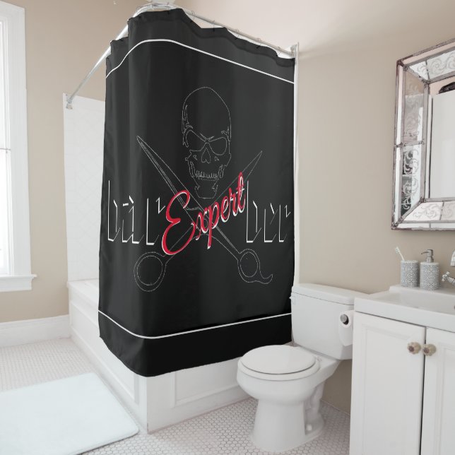 Rideaux De Douche logo barbier (En situation)