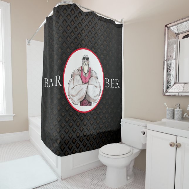 Rideaux De Douche Logo de coiffeur (En situation)