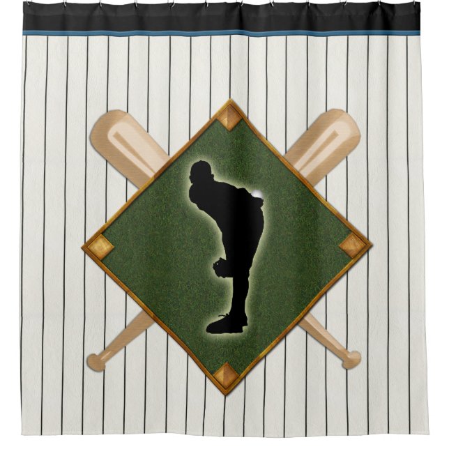 Rideaux De Douche Logo de filet de base-ball avec le broc (Devant)