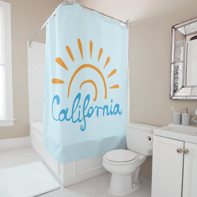 Rideaux De Douche Logo ensoleillé de la Californie (En situation)