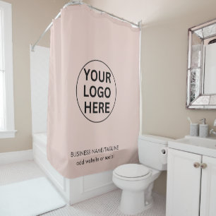 Rideaux De Douche Logo et texte promotionnels Blush Pink Business