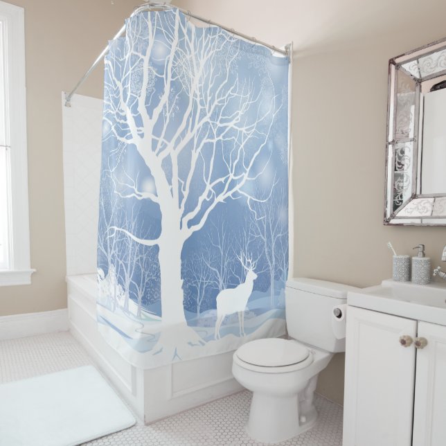 Rideaux De Douche Lone Buck Elk dans la neige (En situation)