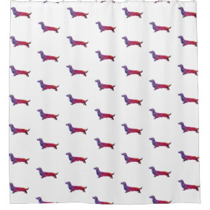 Rideaux De Douche Long Haied Dachshund Geo Silhouette violet
