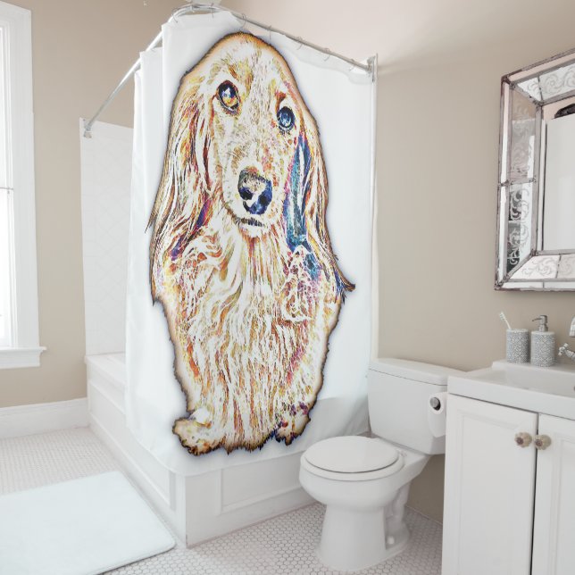 Rideaux De Douche Longue Cheveux Dachshund Cadeaux mignon Doxie Wien (En situation)