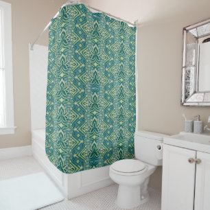 Rideaux De Douche Lotus Ikat Motif - Le Lotus Blanc