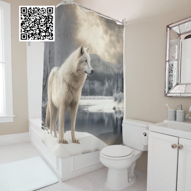 Rideaux De Douche Loup blanc en hiver (Créateur téléchargé)