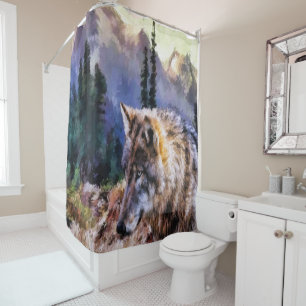 Rideaux De Douche Loup dans les montagnes