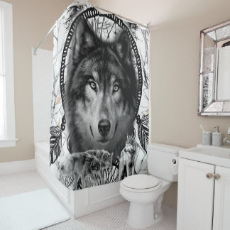 Rideaux De Douche Loup du Rêveur américain