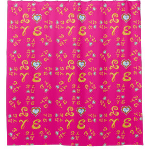 Rideaux De Douche LOVE or toile lettres de police Aimer autour rose