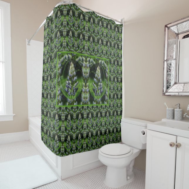 Rideaux De Douche Lovely Lupine Abstrait Floral Art (En situation)