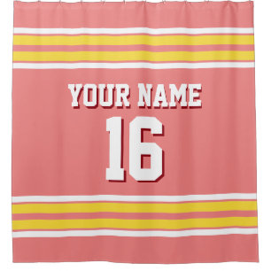 Rideaux De Douche Lt Coral avec Yellow White Stripes Sports Jersey