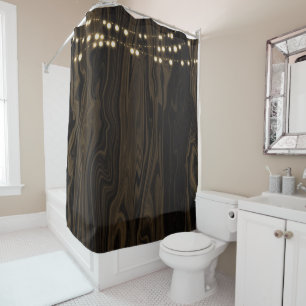 Rideaux De Douche Lumières à cordes de bois Brown rustique