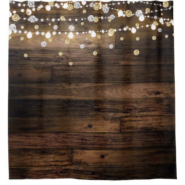 Rideaux De Douche Lumières Rustique & String Silver Gold Confetti (Devant)
