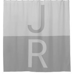 Rideaux De Douche Lumineuses Gris & Gris Initiales Modernes Monogram
