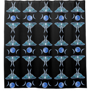 Rideaux De Douche Luna Moth Triple Moon sur Noir