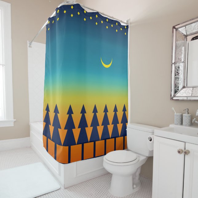 Rideaux De Douche Lune des pins sunset du sud-ouest (En situation)