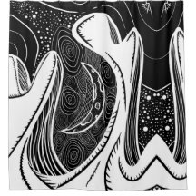 Lune et vagues noires et blanches
