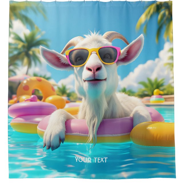 Rideaux De Douche Lunettes de chèvre de chèvre mignonne Imaginaire (Devant)