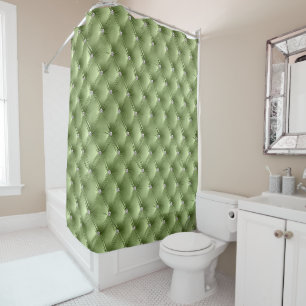 Rideaux De Douche Luxe Glam Sage Green Faux Velvet