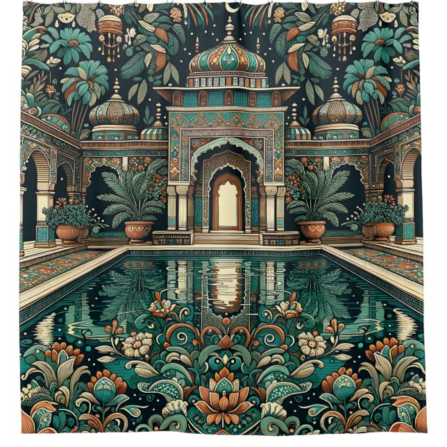 Rideaux De Douche "Luxe : Piscine intérieure Art déco" (Devant)