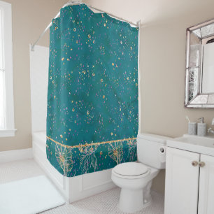 Rideaux De Douche Luxe sous-marine Turquoise et Gold Ocean Sea Lif