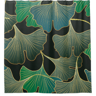Rideaux De Douche Luxueux or Ginkgo, art vintage.