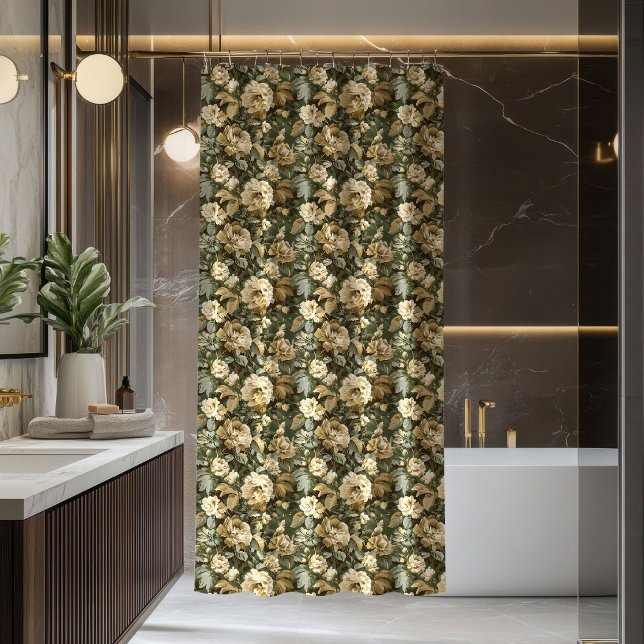 Rideaux De Douche Luxury Green Gold Curtain Modern Botanical Style (Luxury Green Gold Curtain Modern Botanical Style)