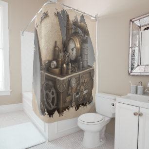 Rideaux De Douche Machine à temps Steampunk - Vintage coffre au trés