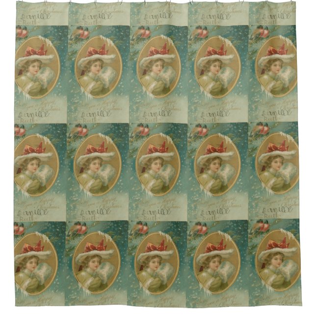 Rideaux De Douche Madame victorienne vintage de Noël (Devant)