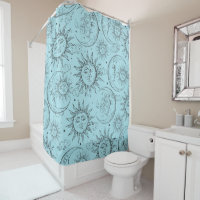 Magie Bleu Clair Vintage Soleil Lune