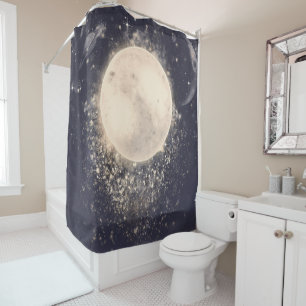 Rideaux De Douche Magie de la Lune de Rêve Étincelles Cosmiques