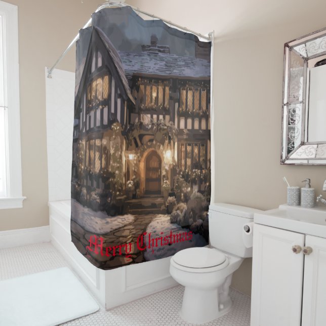 Rideaux De Douche Magie de Noël rustique (En situation)