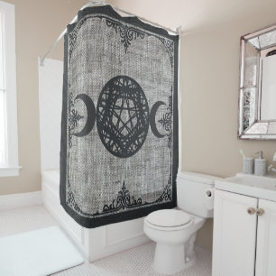 Rideaux De Douche Magie noire triple pentagramme lunaire vintage wic