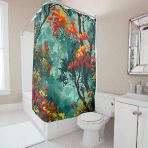 Rideaux De Douche Magnifique motif vintage de la jungle forêt floral