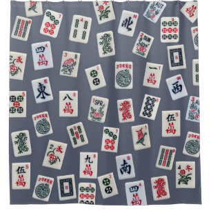 Rideaux De Douche MahJongg mosaïques design sur bleu foncé