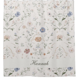 Rideaux De Douche Maison de campagne fantaisiste beige monogramme fl