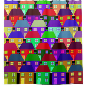 RIDEAUX DE DOUCHE MAISONS COMMUNAUTÉ MAISON COLORÉE