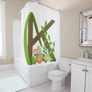 Rideaux De Douche Majuscule K monogramme floral