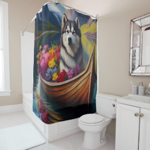 Rideaux De Douche Malamute d'Alaska sur une pagaie : une aventure pi