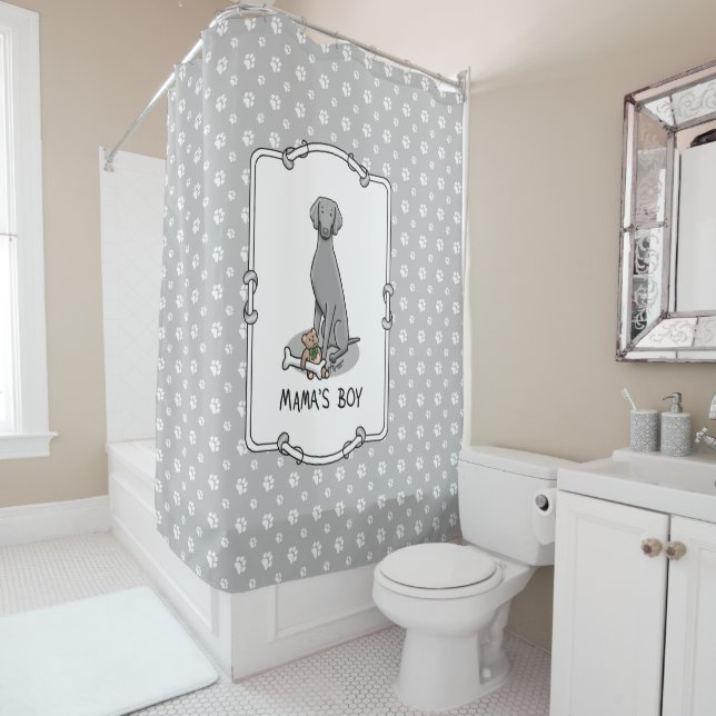 Rideaux De Douche Mama's Boy Weimaraner (gris 1) jouets chien maman  (En situation)