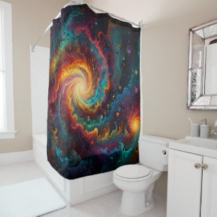 Rideaux De Douche Mandala à spirale vibrante avec teintes arc-en-cie