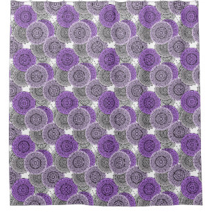 Rideaux De Douche mandala arabe motif rose violet à l'orientale