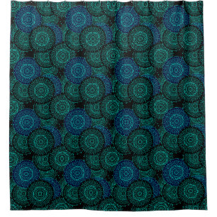 Rideaux De Douche Mandala bleu turquoise ronde sur arrière - plan no