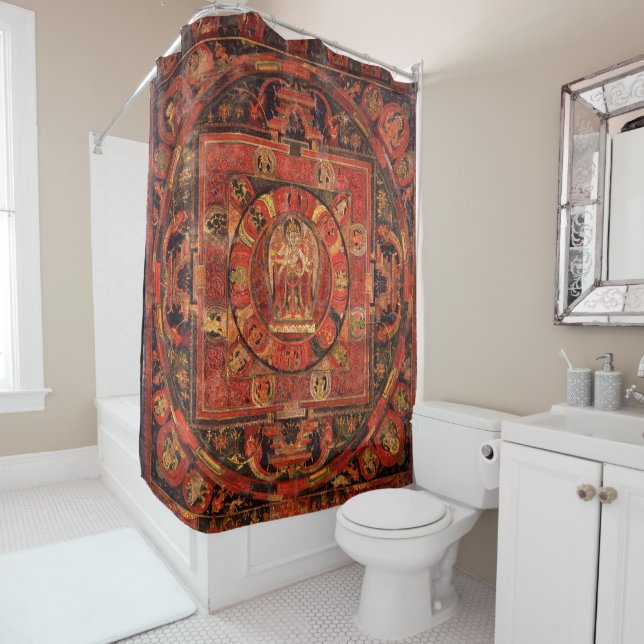 Rideaux De Douche Mandala bouddhiste de la compassion (En situation)