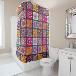 Rideaux De Douche Mandala marocain motif ethnique coloré